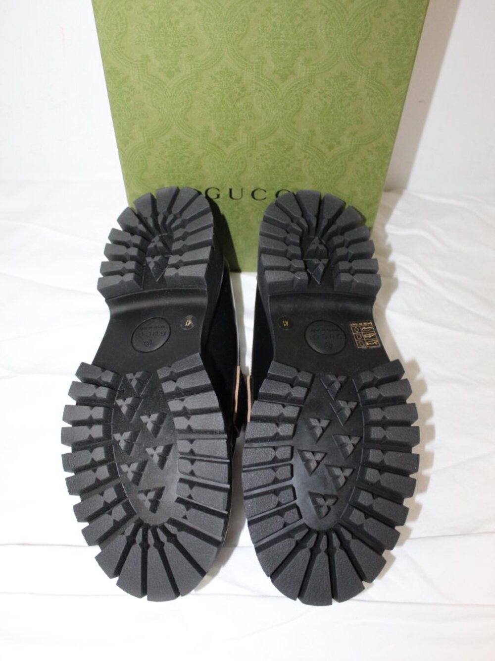 NWB Gucci GG Horsebit Black Leather Moccasin Lug Soles Loafers 577236 - Picture 8 of 9